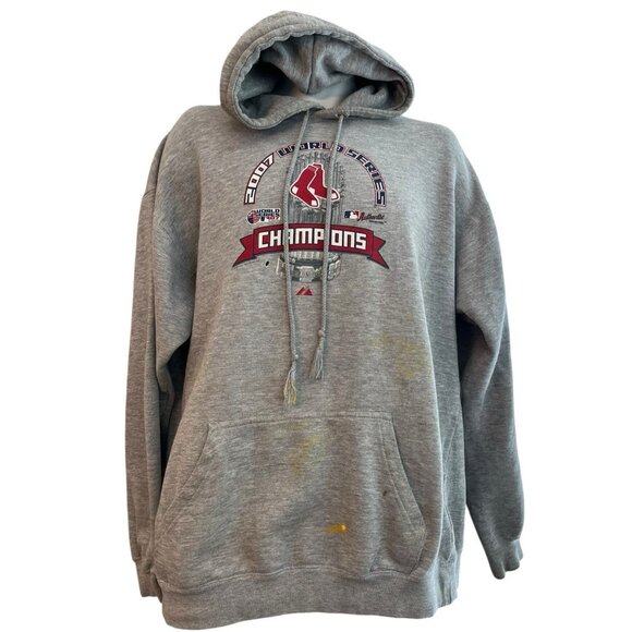 2007 Boston Red Sox World Series Champions Large Hoodie MLB Baseball Thrashed - Picture 1 of 8